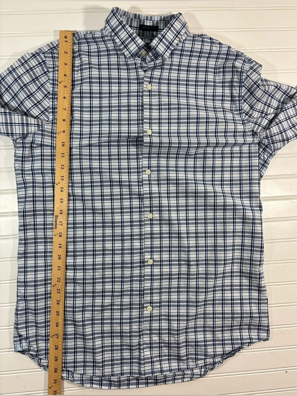 Banana Republic Grant Fit No Iron Shirt Men’s Size XL 120s Pima Cotton Plaid